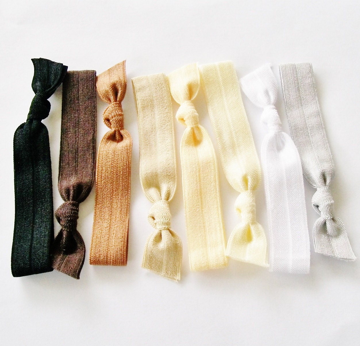 Set of 8 - Elastic Hair Ties Ombre Naturals