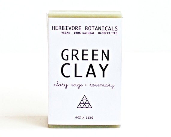 French Green Clay. Handmade Vegan Cold Process Soap.100 % Natural. Sage / Rosemary.