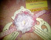 20%OFFORDER.Pink White Headband.White Shabby Headband.Lace Flower Headband.infant headband.toddler headband.girl headband.valentines day