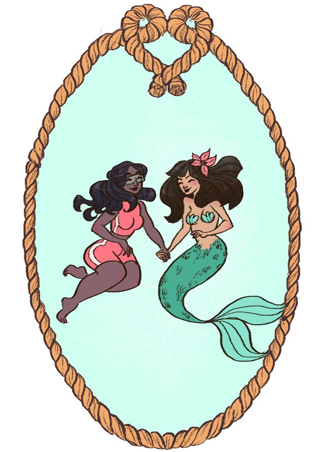 Femslash Feb 5x7 Small Print: Mermaid Crush