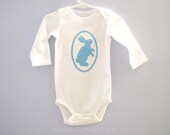 Blue Bunny Rabbit One-Piece Bodysuit Toddler Baby Boy Outfit Screenprinted Onesie