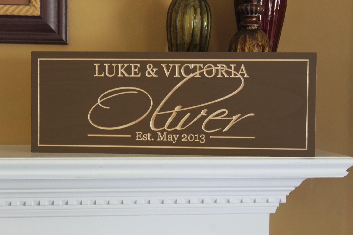 Personalized Family Name Sign CARVED Wooden Sign Last Name Sign Bridal Shower gifts Established family sign Plaque Custom Wedding Gifts