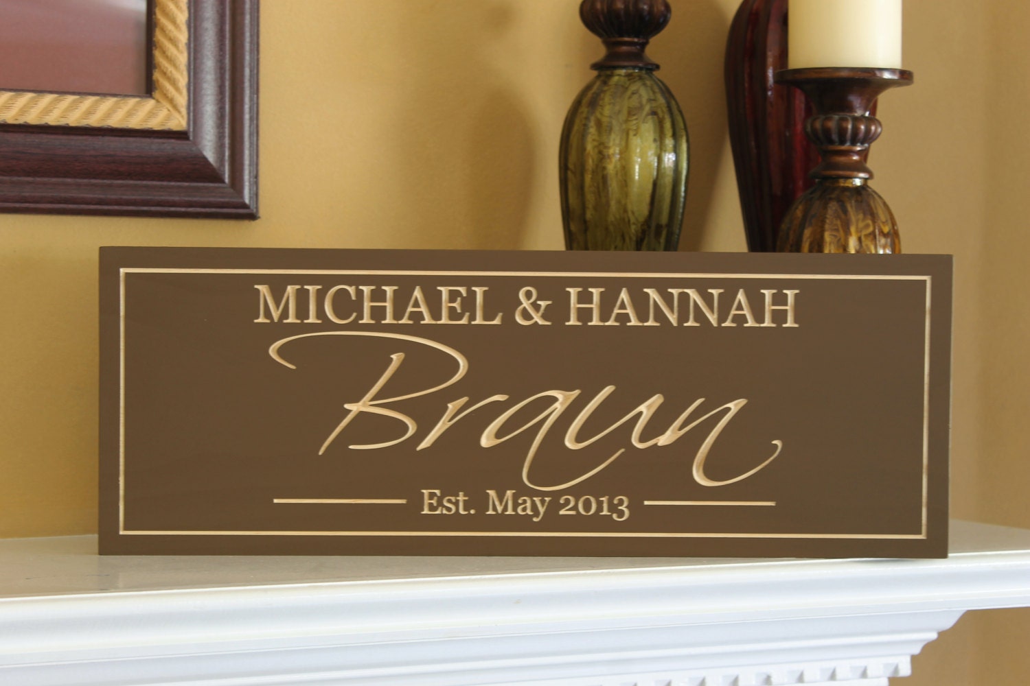 Custom Wooden Sign Personalized CARVED Last name sign Custom Wedding sign Established Date Anniversary Couples Wooden Plaque Christmas Gift