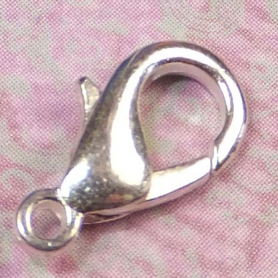 25 SILVER PLATED Lobster CLASPS 12x6mm, Closure Components, Nickel Free - 25 Pieces, Jewelry Making Findings - KarPenaEnterpises 1046