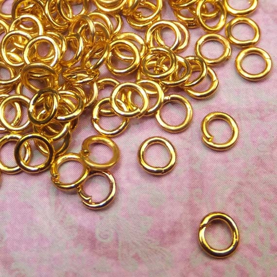 100 Pieces 4mm Gold Plated Brass Open Jump Rings 21 Gauge, Jewelry Findings - 1062- KarPenaEnterprises