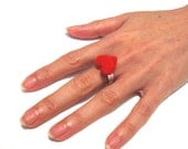 Red Heart ... Felt   Ring, Eco Friendly, Handmade,  Valentines day