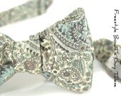 Wedding Mens Bow Tie Gay Talese - Blue Seafoam paisley tie