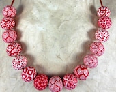 Rato-Seto mala  Medium size bead red and white necklace