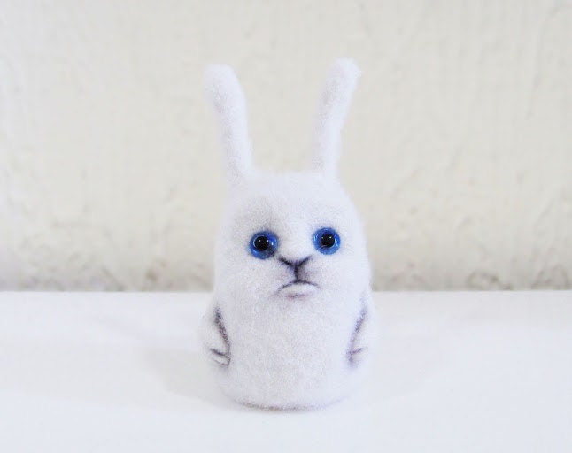 Needle Felted Toy -  Bunny. White rabbit. Mother's Day. Pastel White. Gift under 50