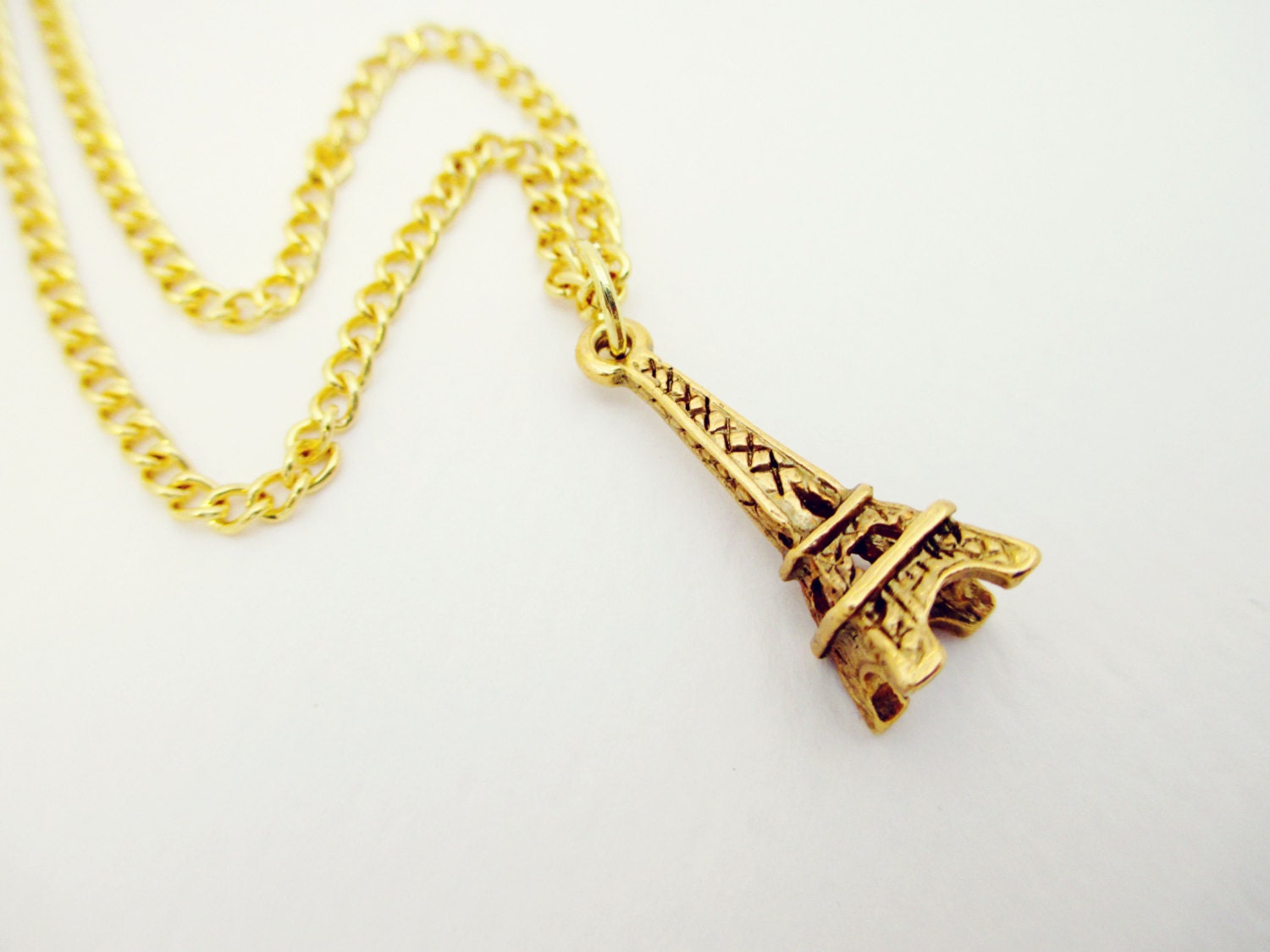 Eiffel Tower Gold Charm Necklace