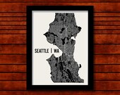 Seattle Map Art City Print, 18 x 24