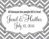50 Wedding Stickers, Chevron Waterproof Water Bottle Labels - Printed labels with your wedding colors Il_170x135