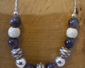 Sale Amethyst bead Sterling Silver Necklace - Cancer Charity