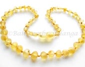 Raw Unpolished Baltic Amber Baby Teething Necklace Rounded Lemon Color Beads