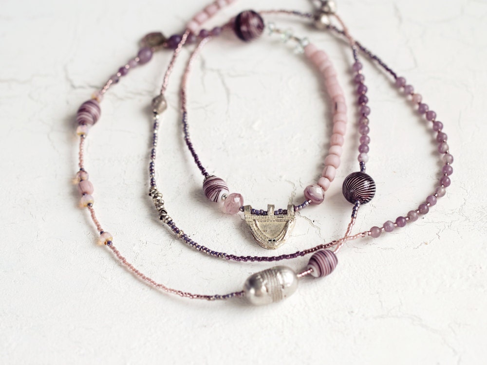 Jade and Watermelon Tourmaline Necklace / Watermelon Tourmaline Jewelry / Long Gemstone Necklace / Long Bohemian Necklace
