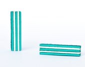 Post stripes earrings - Short earrings emerald green