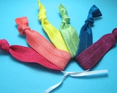 Bold Rainbow hair ties - ponytail holders - no crease ponytail holder - yoga hair ties - knotted hair ties - elastic ribbon