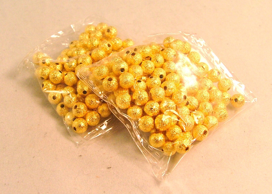 DESTASH- 6mm Gold Plated Stardust Beads