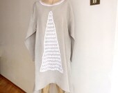 XXL XXXL CLOTHING Long Sleeve Thick Dress for Autumn and Spring , ivory,decorate with crochet lace.