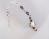 Rear view Mirror Charm, Car Charm, Window Charm, Swarovski Crystals, Hand painted Ceramic Owl, Magnetic Clasp on Chain Fast Shipping