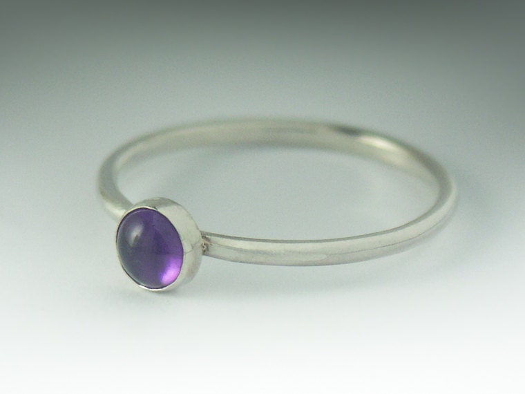 Amethyst Ring - Stackable Sterling Silver Amethyst Ring