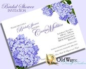 Cottage Garden Hydrangea Bridal Shower Invitation Purple Flowers - Printable Custom Invite DIY 5x7 or 4x6 Digital JPEG and PDF Files