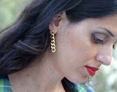 Gold Chain Earrings, Dominant Chain Posts, Modern Urban Jewellry, Long Studs, Women Posts- Ready to Ship