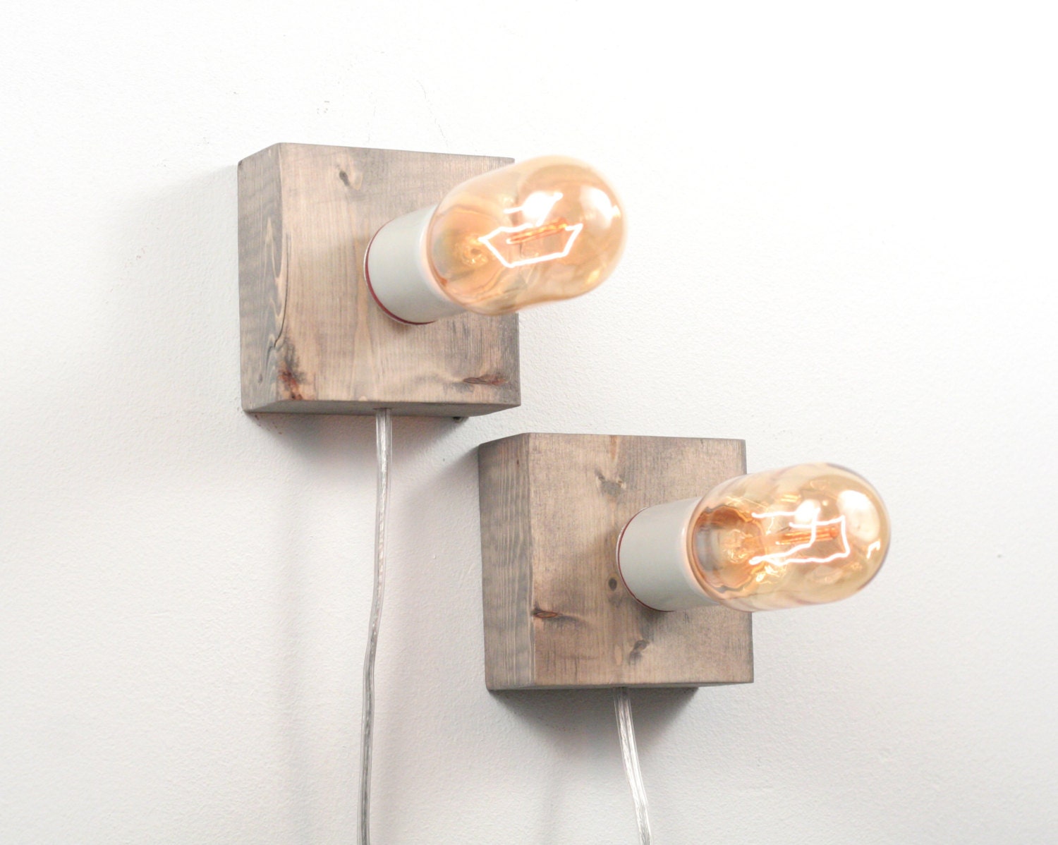 Rustic Wall Lamp I- Rustic Wall Sconce, Wood Lamp, Exposed Edison Bulb Lighting, Rustic Night Light