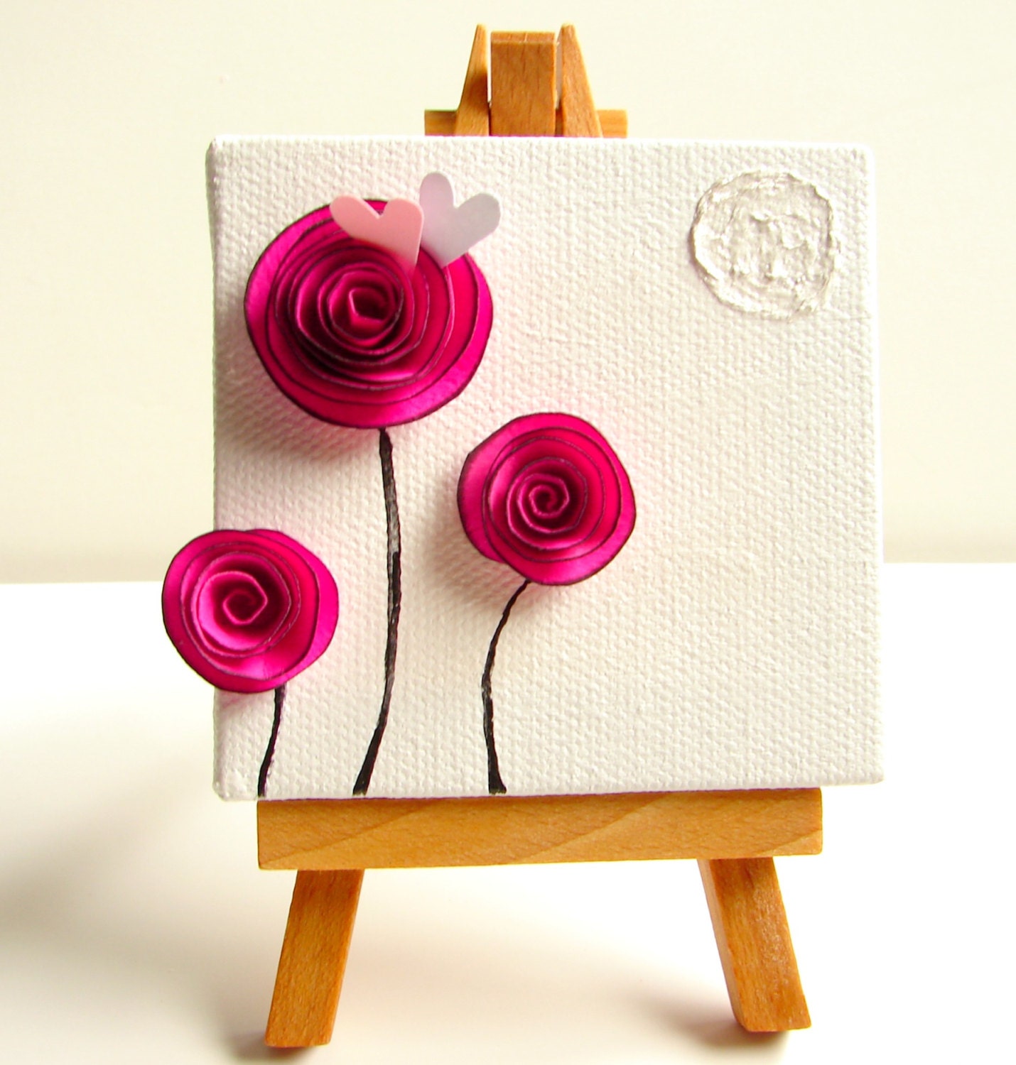 Home Decor, Wall Art--Custom Gift, Anniversary, Nursery Art, Baby Shower, Birthday for Her, Fusia Mixed Media Art-OOAK