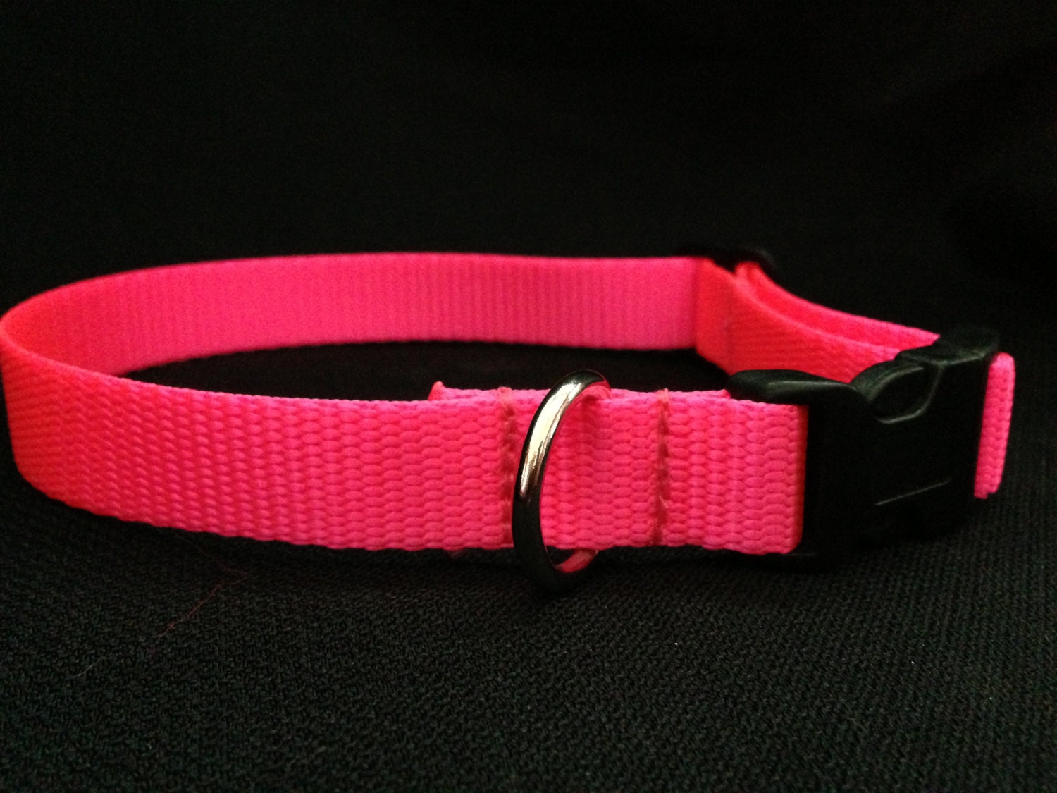 Neon Pink Nylon Dog Collar (size small)