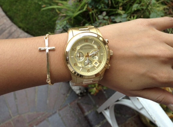 Single Gold Cross Chain Bracelet