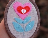 Mini Embroidery Hoop Art. Felt Heart Flower Nursery Decor by Catshy Crafts