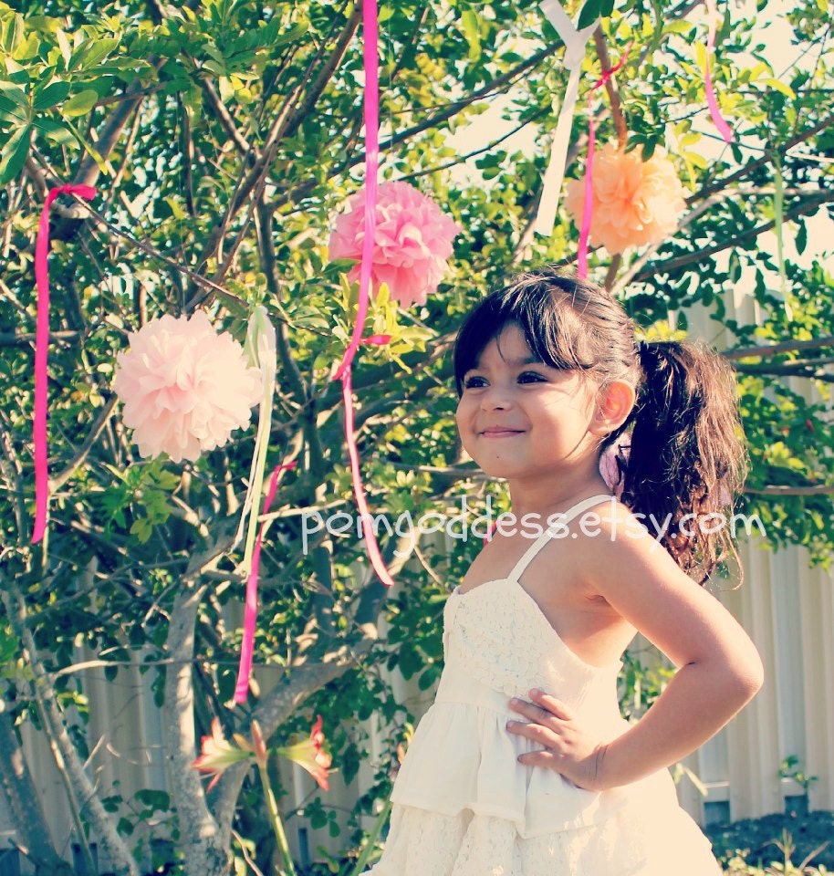 Wedding Decorations..10 Tissue Paper Poms / Bridal Shower / Baby Shower / Birthday Party - Aisle Ceremony Il_570xn