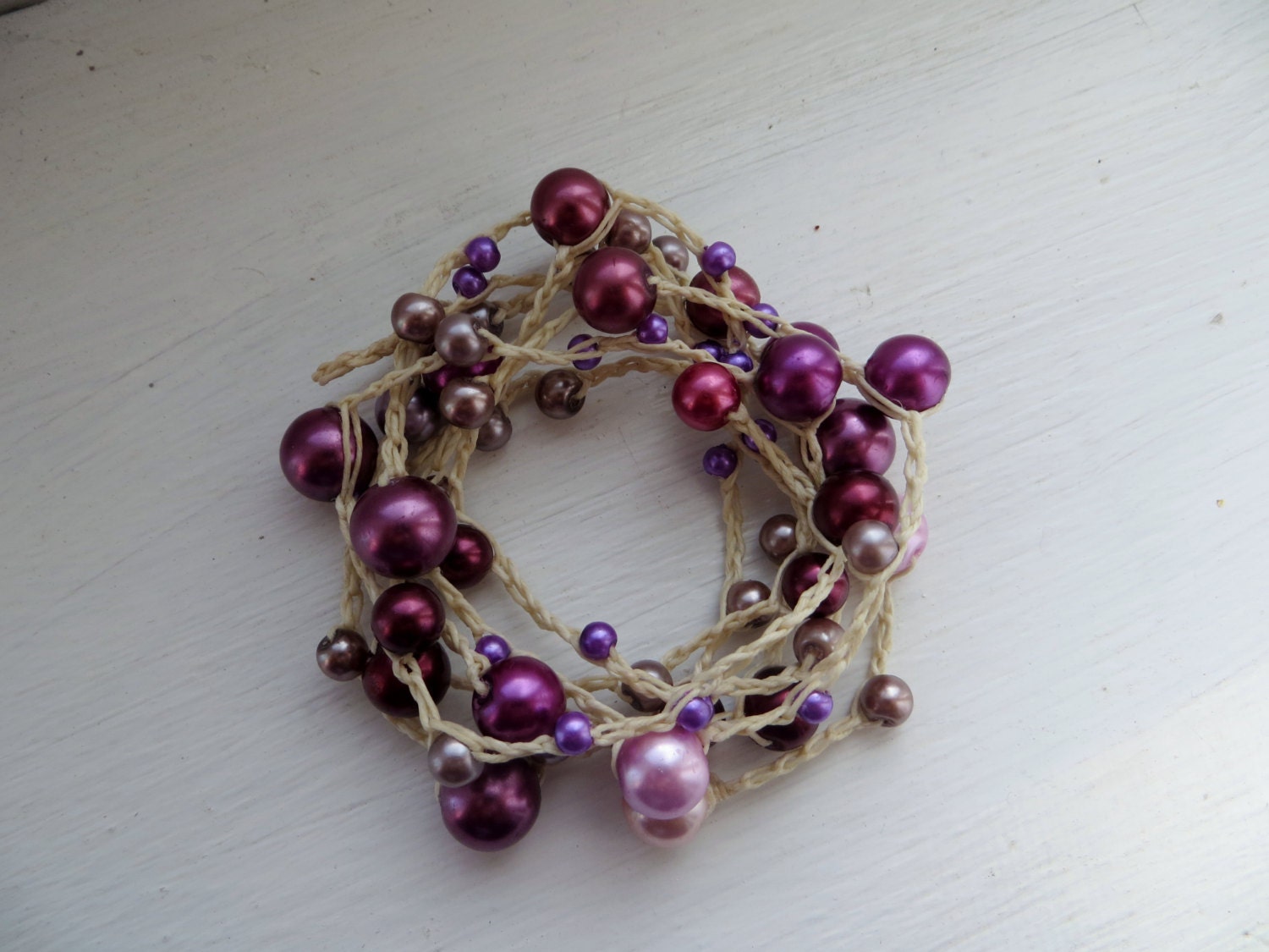 Berry Nice to Bead You: Versatile crocheted necklace / bracelet / belt / headband