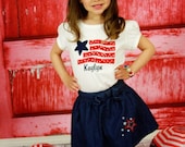 Baby Girl or Boy Clothes. American Flag Red, White and Blue Onesie. Military Patriotic, USA. Embroidered infant bodysuit. Handmade