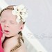 set of two twin baby girl knitted halo headband wrath tan cream brown flower-newborn photography prop or everyday use-baby shower gift