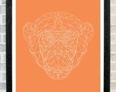 Monkey head triangles print 11x16
