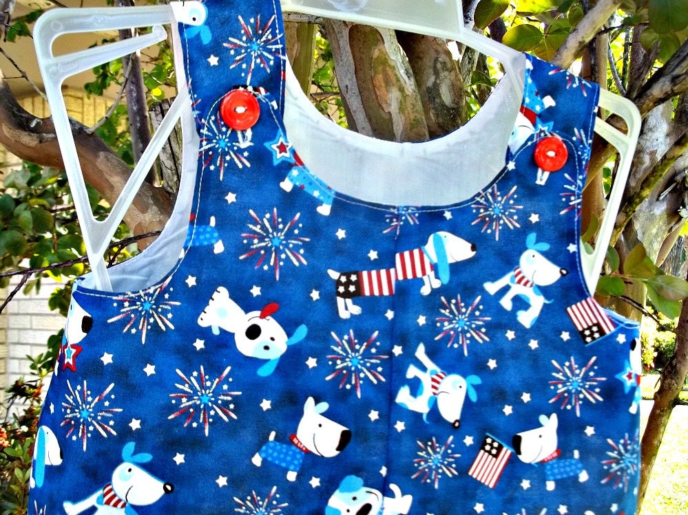 July 4th Bubble Romper, Baby Boy Patriotic JonJon, Red White and Blue, Custom Boutique Summer Children Clothing, Toddler Boy