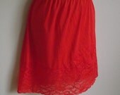 Vintage Half Slip red fancy lace hem nylon Vanity fair S