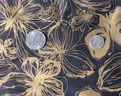 Vintage 60s 1960s 70s 1970s Metallic Gold Butterflies Black Fabric Novelty 4 3/4 yards 44" wide Sewing Dress