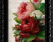 Vintage Flowers 12 - Vintage Dictionary Print Vintage Book Print Page Art Upcycled Vintage Book Art