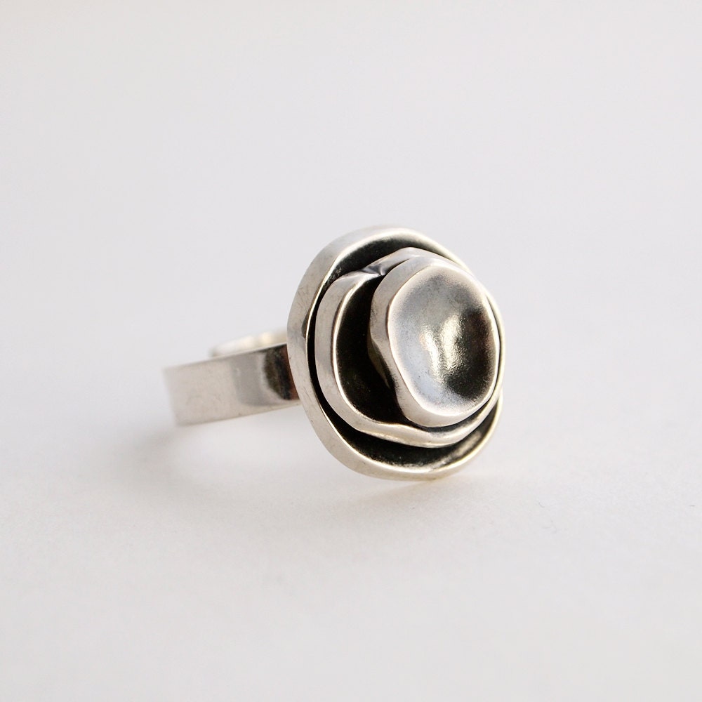 Modernist Liisa Vitali Gardenia Silver Ring Finland Scandinavian Nordic 1970s