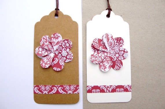 Bridal shower -Red gift tags, love paper hearts, set of 10