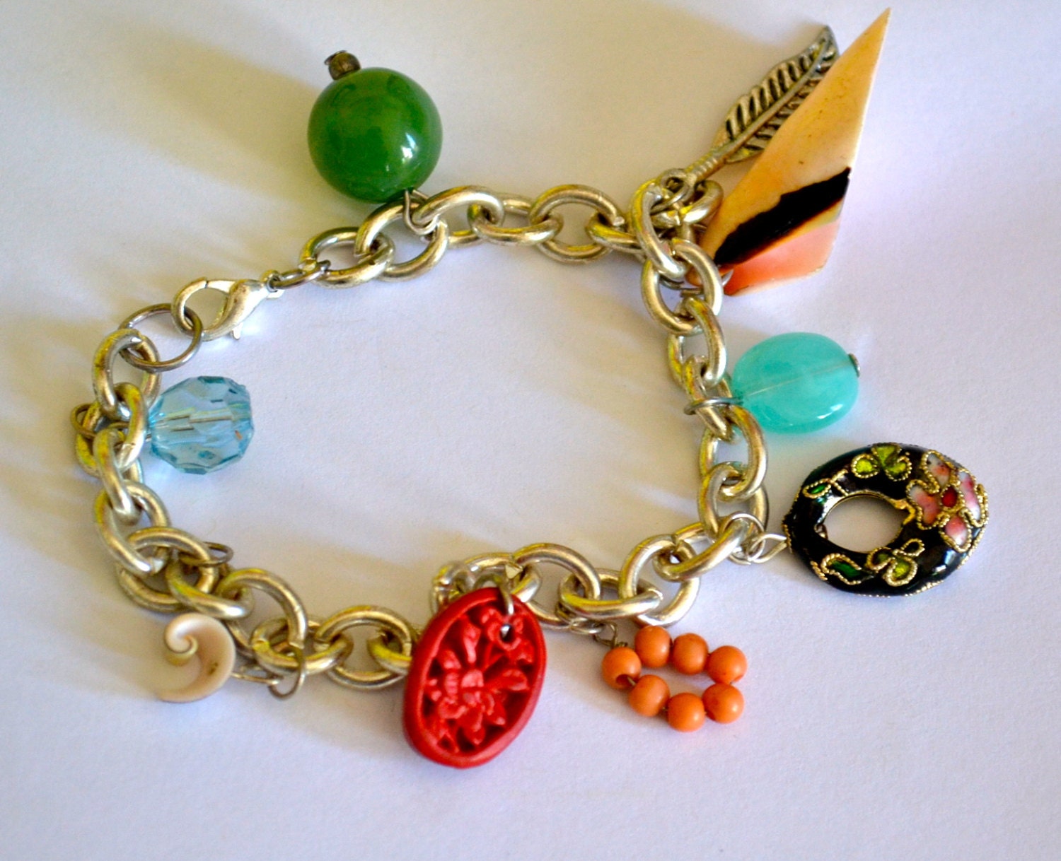 Beach Jewelry, Sea Charm Bracelet, Silver Tone, Vintage Fine Jewelry, Clearance Sale, Item No. B481