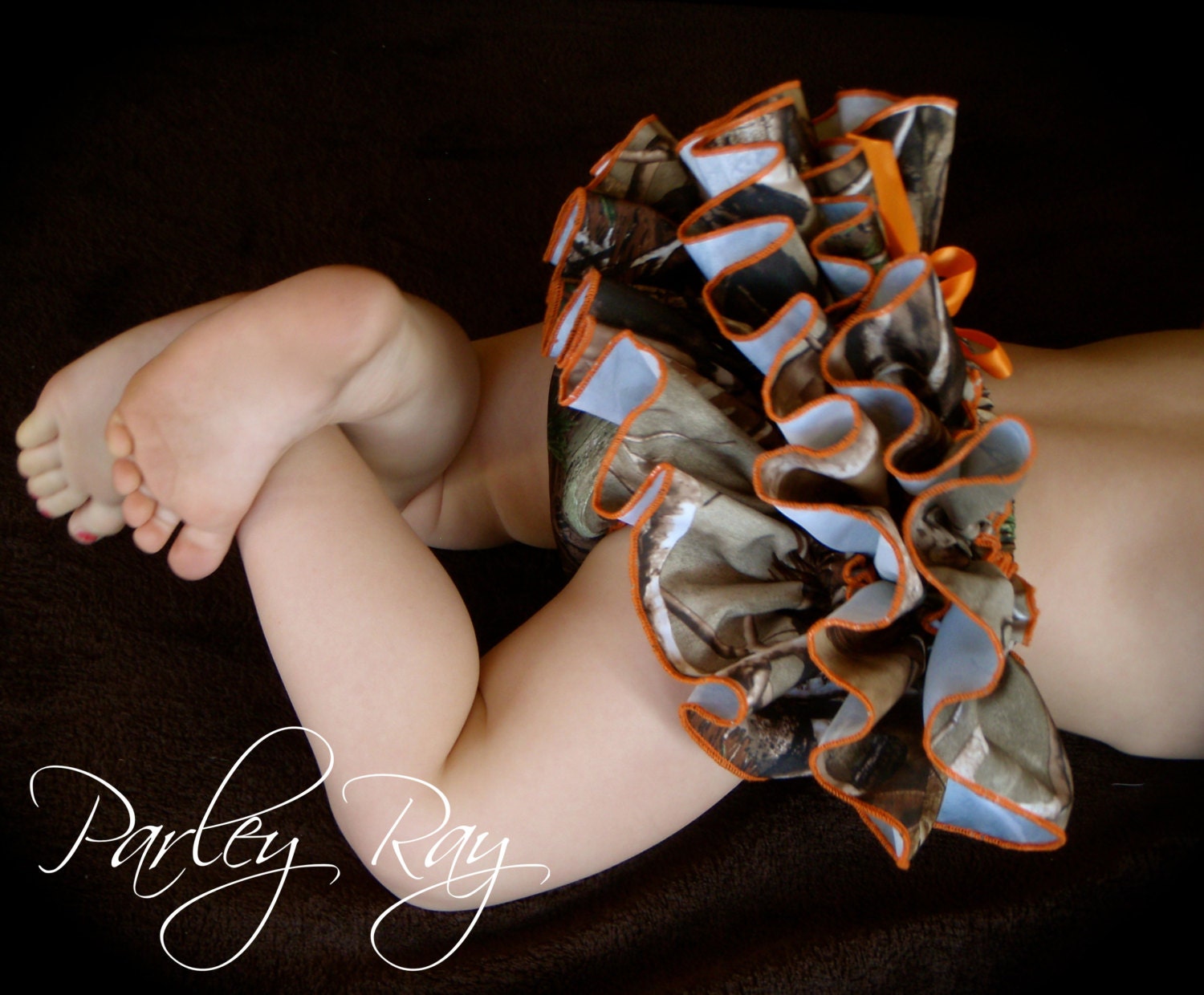 Beautiful Parley Ray Daddy's Girl REALTREE Camo Ruffled Diaper Cover/ Baby Bloomers/ Photo Prop Hunter Orange
