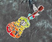 Charcoal Woodstock Give Peace A Chance Batik Dyed Large Cotton Shirt
