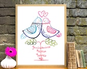 Love Birds Personalised Print Wedding Gift