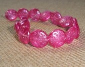 Pink Czech Glass 13mm Bead Button Style Paisley Coin BON BONS (4)