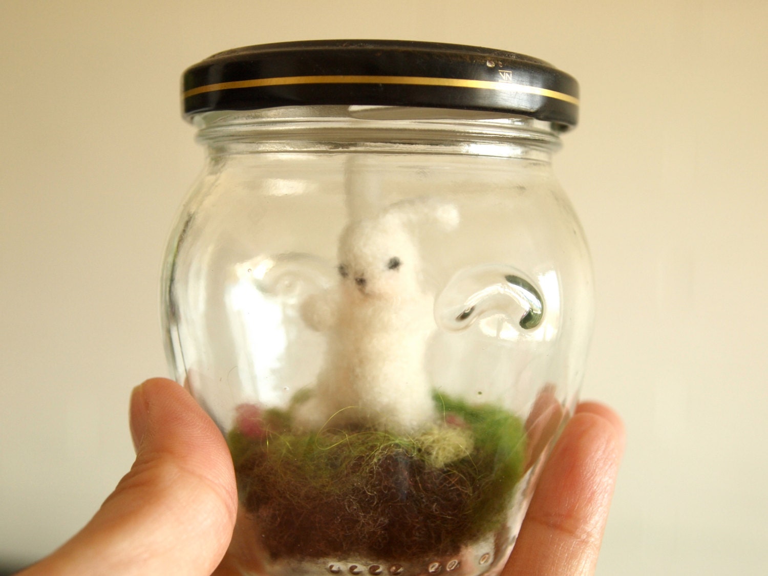 Little Felted Bunny in a Jar