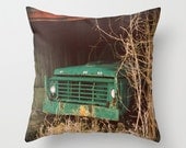Decorative Pillow Cover Ford Truck Aqua Green Brown Barn Rustic Vintage Masculine Farmhouse Man Boy Custom Photo Case Home Bedroom Decor